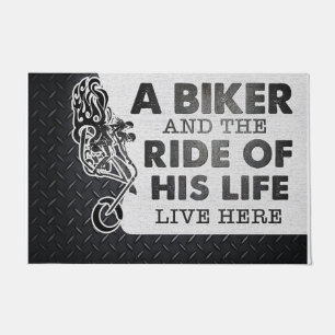 Personalisiertes Motorrad lebt hier, Biker Custom Fußmatte