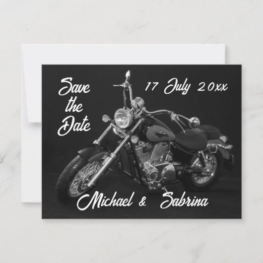 Personalisiertes Motorrad Save the Date Ankündigung (Vorderseite)