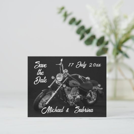Personalisiertes Motorrad Save the Date Ankündigung (Stehend Vorderseite)