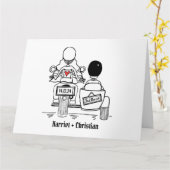 Personalisiertes Motorrad + Sidecar Wedding Karte (Gelbe Blume)