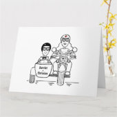 Personalisiertes Motorrad + Sidecar Wedding Karte (Gelbe Blume)