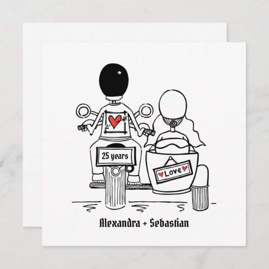 Personalisiertes Motorrad und Sidecar Einladung (Vorne/Hinten)