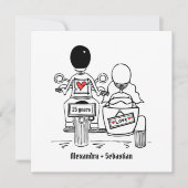 Personalisiertes Motorrad und Sidecar Einladung (Vorderseite)