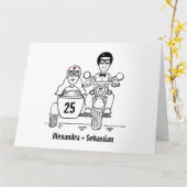 Personalisiertes Motorrad und Sidecar Karte (Gelbe Blume)