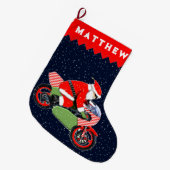 Personalisiertes Motorrad-Urlaubsgeschenk Großer Weihnachtsstrumpf (Vorderansicht (hängend))