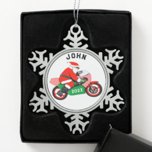 Personalisiertes Motorrad-Weihnachts-Sammelobjekt Schneeflocken Zinn-Ornament