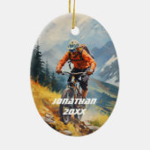 Personalisiertes Mountainbike Bike Weihnachten Keramik Ornament (Hinten)