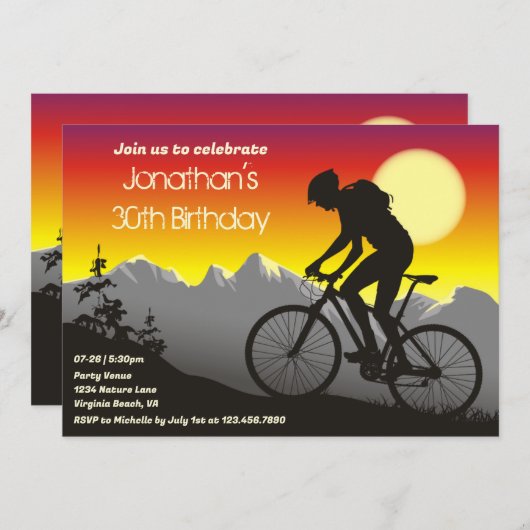 Personalisiertes Mountainbike Biken Geburtstag Einladung (Vorne/Hinten)