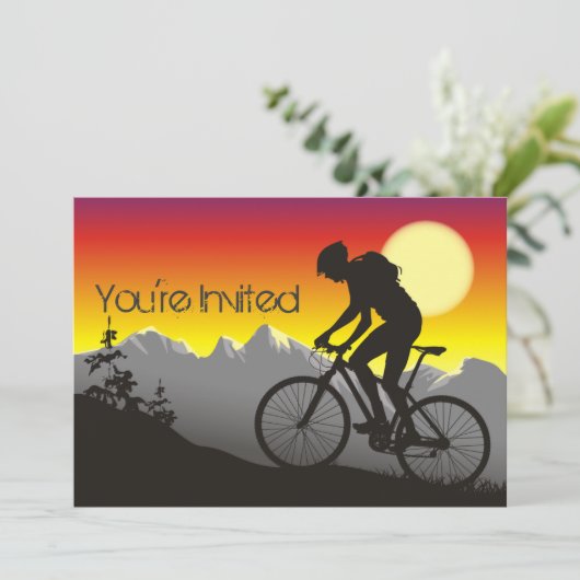 Personalisiertes Mountainbike Biken Geburtstag Einladung (Stehend Vorderseite)