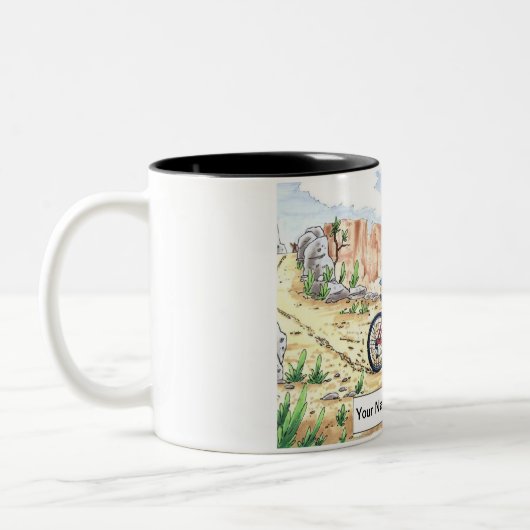 Personalisiertes Mountainbike - Männlicher Cartoon Zweifarbige Tasse (Links)