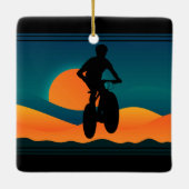 Personalisiertes Mountainbike Sonnenuntergang Weih Keramikornament (Rückseite)