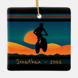 Personalisiertes Mountainbike Sonnenuntergang Weih Keramikornament