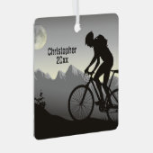 Personalisiertes Mountainbiken Vollmond Weihnachte Ornament Aus Metall (Vorderseite Rechts)