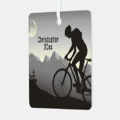 Personalisiertes Mountainbiken Vollmond Weihnachte Ornament Aus Metall (Vorderseite links)
