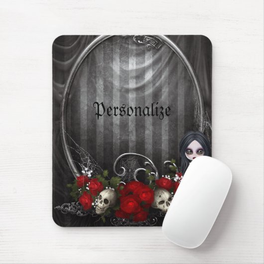 Personalisiertes Mousepad - Goth Mädchen, Schädel (Mit Mouse)