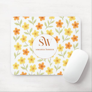 Personalisiertes Mousepad mit Orange Gelbe Flora