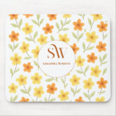 Personalisiertes Mousepad mit Orange | Gelbe Flora (Vorne)