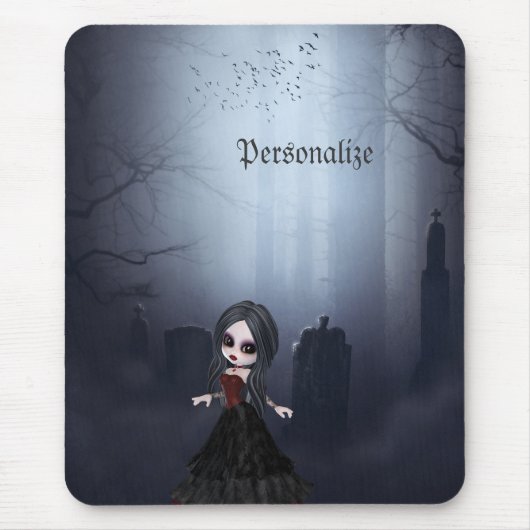 Personalisiertes Mousepad. Niedliches Goth Mädchen Mousepad (Vorne)
