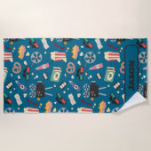 Personalisiertes Movie Night Film Popcorn Muster Strandtuch (Vorderseite)