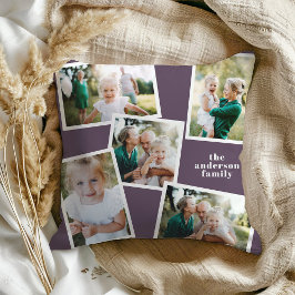 Personalisiertes Multi-Foto lila elegant und moder Kissen