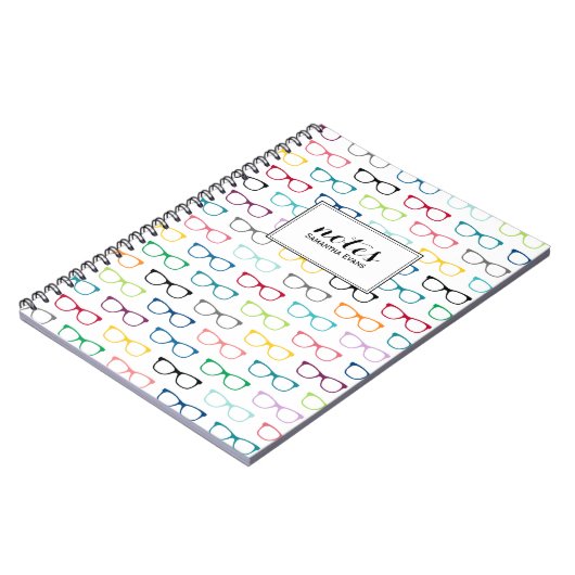 Personalisiertes Multicolor-Nerd-Glasmuster Notizblock (Linke Seite)