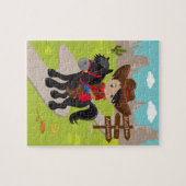 Personalisiertes multikulturelles Cowboy Jigsaw Pu Puzzle (Horizontal)