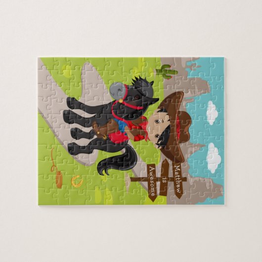 Personalisiertes multikulturelles Cowboy Jigsaw Pu Puzzle (Horizontal)