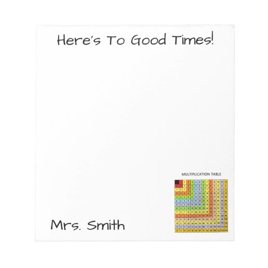 Personalisiertes "Multiplikationsdiagramm" Notizblock (Vorderseite)