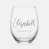 Personalisiertes Mum Script Monogram Weinglas Ohne Stiel (Vorderseite)