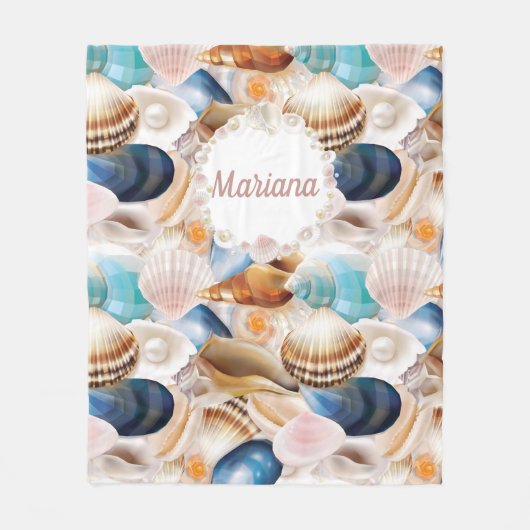 Personalisiertes Muschelmuster Fleecedecke (Vorderseite)
