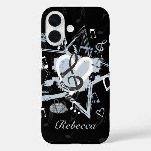 Personalisiertes Musical Star-Noten-Designmuster iPhone 16 Hülle