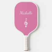 Personalisiertes Musical Treble Clef Niedlich rosa Pickleball Schläger (Vorderseite)