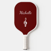 Personalisiertes Musical Treble Clef Red Pickleball Schläger (Rückseite)
