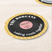 Personalisiertes Musikalbum Retro-Design Runder Pappuntersetzer (Angewinkelt)