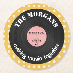Personalisiertes Musikalbum Retro-Design Runder Pappuntersetzer