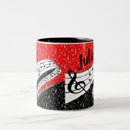 Personalisiertes Musikthema Zweifarbige Tasse (Mittel)