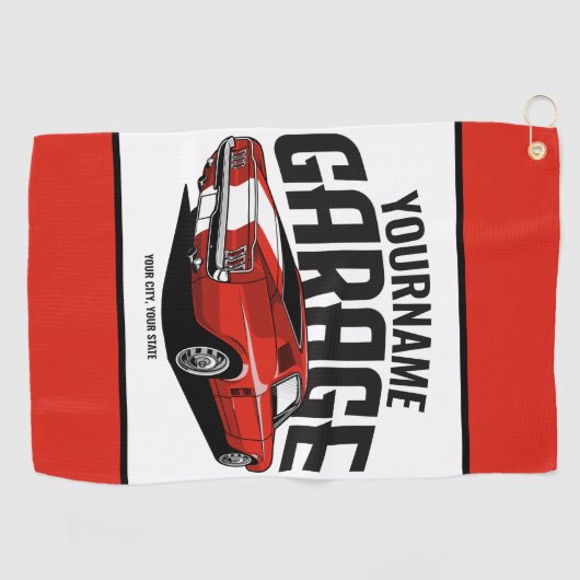 Personalisiertes Muskelwagen 1967 Garage Golfhandtuch (Horizontal)