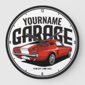 Personalisiertes Muskelwagen 1967 Garage Große Wanduhr (Vorderseite)