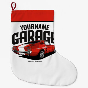 Personalisiertes Muskelwagen 1967 Garage Großer Weihnachtsstrumpf