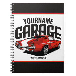 Personalisiertes Muskelwagen 1967 Garage Notizblock