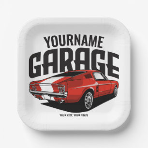 Personalisiertes Muskelwagen 1967 Garage Pappteller