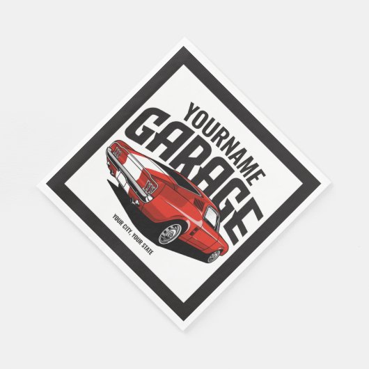 Personalisiertes Muskelwagen 1967 Garage Serviette (Ecke)