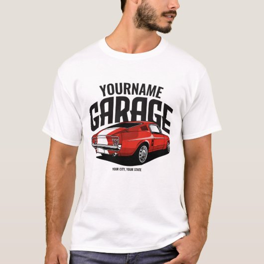 Personalisiertes Muskelwagen 1967 Garage T-Shirt (Vorderseite)