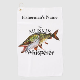 Personalisiertes Muskie Whisperer Light Angelgen H Golfhandtuch