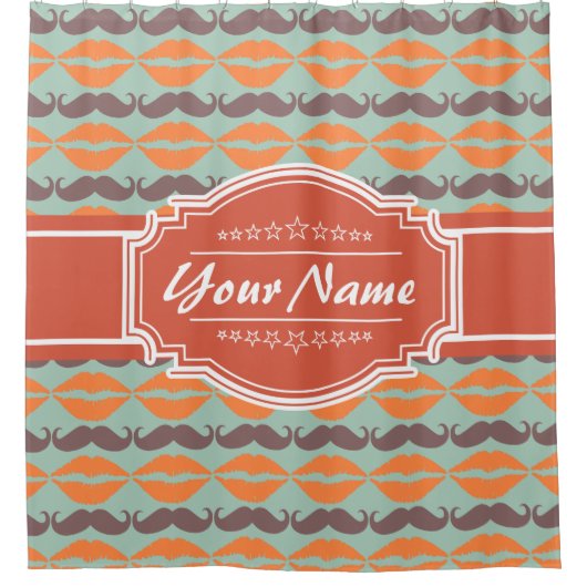 Personalisiertes Mustache Muster #5 Duschvorhang (Vorderseite)