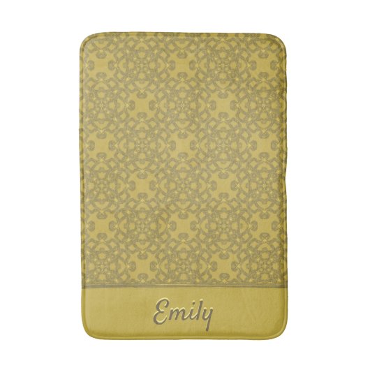 Personalisiertes Mustard Yellow Pattern Badematte (Vorderseite Vertikal)