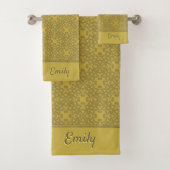 Personalisiertes Mustard Yellow Pattern Badhandtuch Set (Insitu)