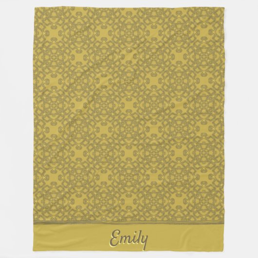 Personalisiertes Mustard Yellow Pattern Fleecedecke (Vorderseite)