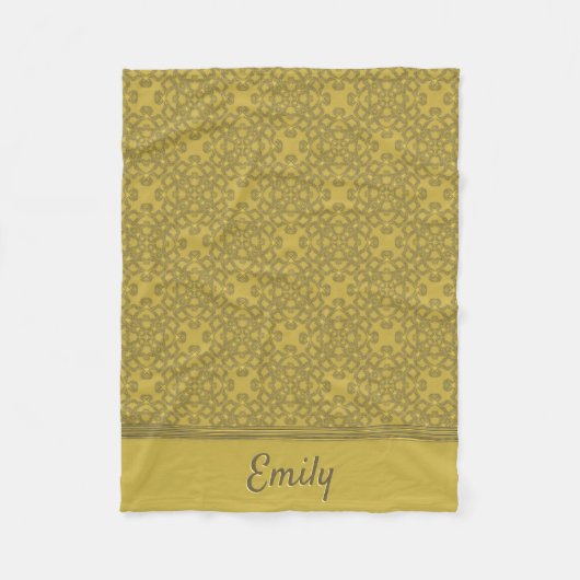 Personalisiertes Mustard Yellow Pattern Fleecedecke (Vorderseite)