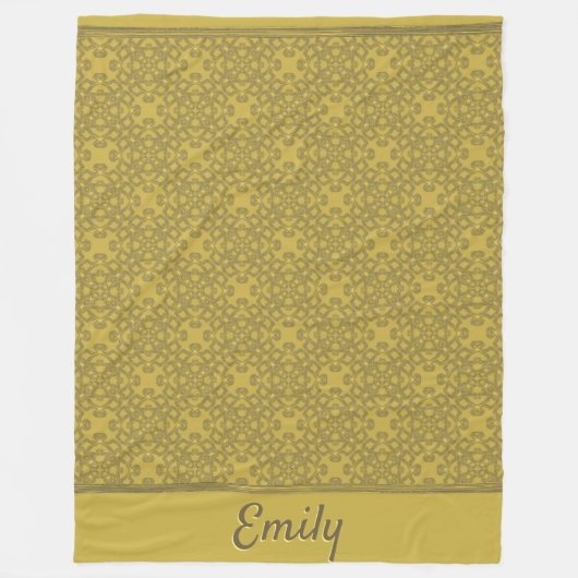Personalisiertes Mustard Yellow Pattern Fleecedecke (Vorderseite)